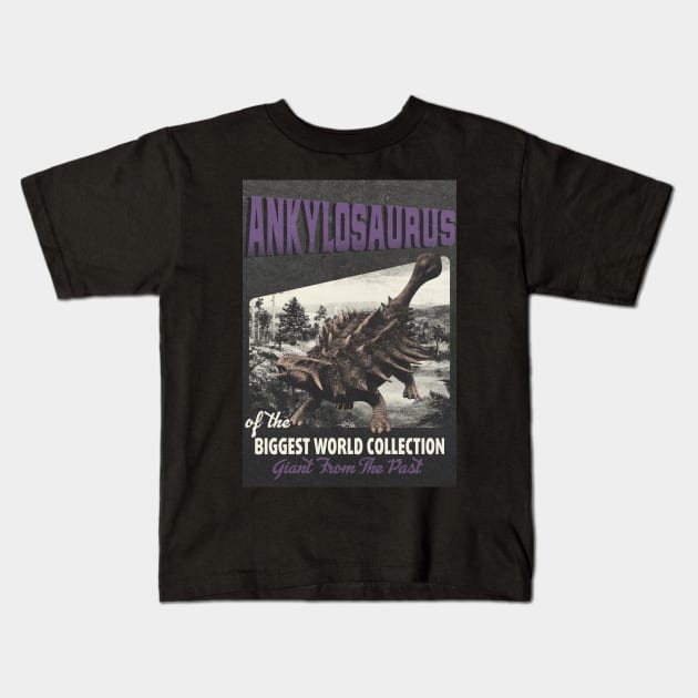 Ankylosaurus Retro Art - The Biggest World Collection / Giant From The Past Kids T-Shirt by LMW Art